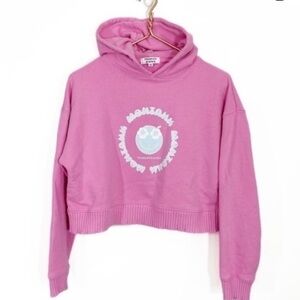Frankies Bikinis Montauk Cropped Hoodie Sweatshirt‎ Pink Burl